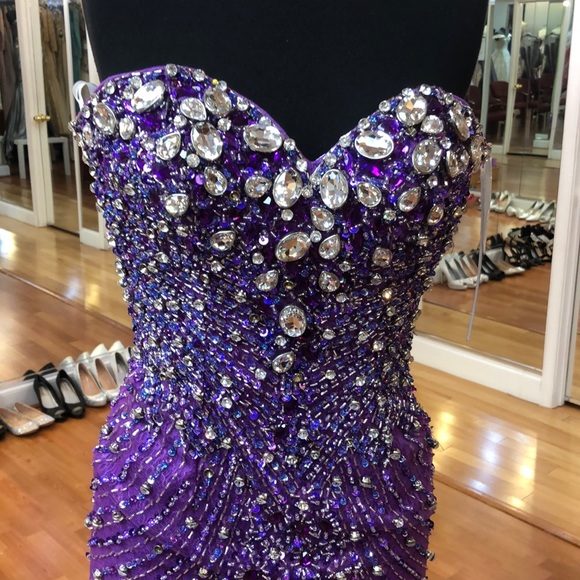 ⭐️SOLD⭐️ Purple prom dress with rhinestones, sequins - Picture 2 of 8